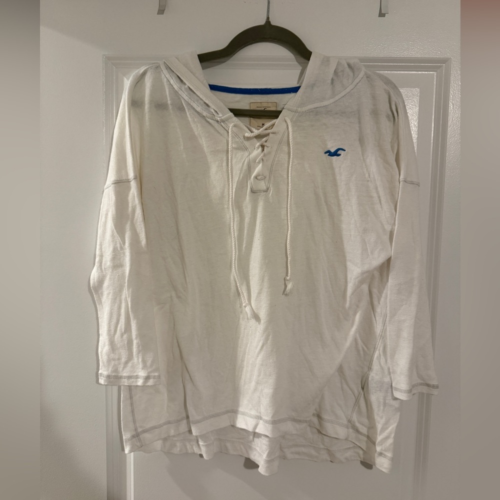 Hollister White and Blue Hoodie